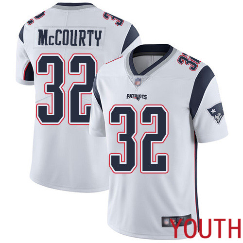 New England Patriots Football 32 Vapor Limited White Youth Devin McCourty Road NFL Jersey